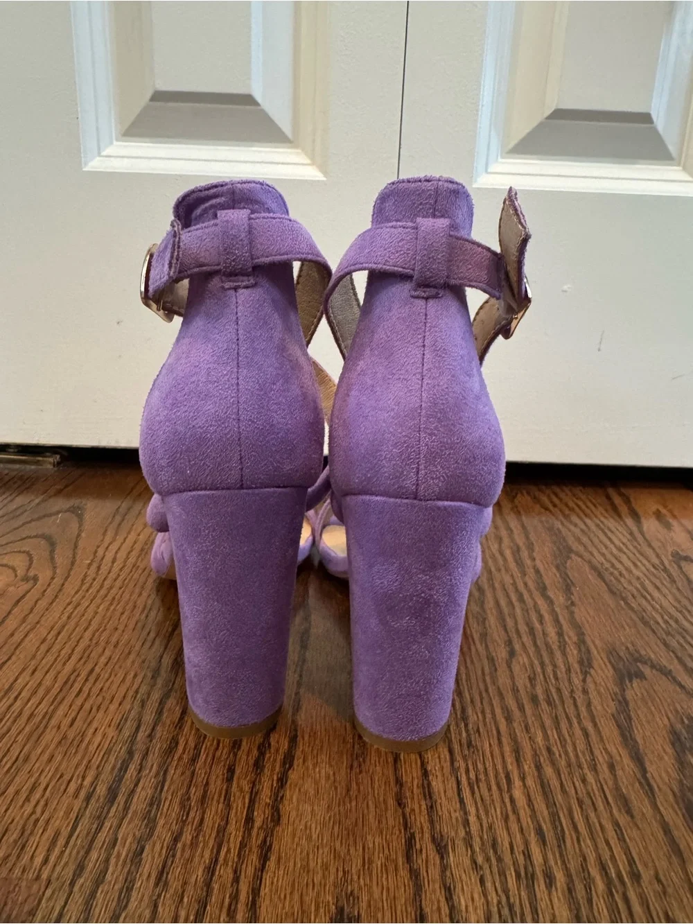 MIIFU Lavender Faux Suede Block Heel Sandals | Ankle Strap | Size 5.5